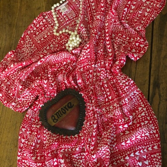 Victoria's Secret “Hearts for My Sweet Heart” Red & White Short Kimono Robe O/S - Picture 2 of 16
